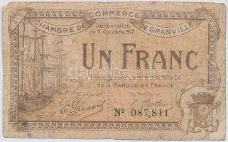 Franciaország / Granville Kereskedelmi Kamara 1920. 1Fr szükségpénz T:III-  France / Chambre de Commerce de Granville 1920. 1 Franc necessity note C:VG