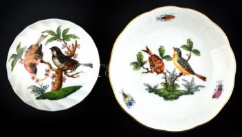Herendi Rotschild mintás bonbonniere és kis tálka. Kézzel festett, jelzett, hibátlan. d: 6,5 cm, 9 c...