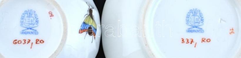 Herendi Rotschild mintás bonbonniere és kis tálka. Kézzel festett, jelzett, hibátlan. d: 6,5 cm, 9 c...