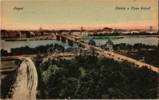 Szeged, látkép a Tisza híddal. Vasúti Levelezőlapárusítás 25.sz. - 1918.