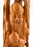Keleti bölcs, szobor, faragott fa, kopásokkal, jelzés nélkül, m: 42 cm