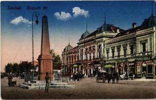 Szolnok, Kossuth tér, emlékmű, Fehér Adolf, Koppan György üzlete