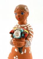 KM jelzéssel:  Csengő , mázas festett női figurális kerámia, hibátlan, m:12 cm