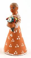 KM jelzéssel:  Csengő , mázas festett női figurális kerámia, hibátlan, m:12 cm