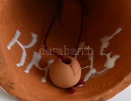 KM jelzéssel:  Csengő , mázas festett női figurális kerámia, hibátlan, m:12 cm