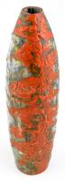 Nagyméretű retró mázas kerámia váza, olvashatatlan jelzéssel (Szilágyi?), apró kopásokkal, m: 52 cm