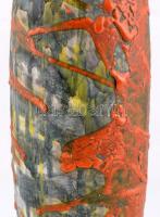 Nagyméretű retró mázas kerámia váza, olvashatatlan jelzéssel (Szilágyi?), apró kopásokkal, m: 52 cm