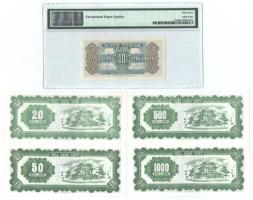 Kína / Japán megszállás 1940. 10c eredeti "PMG" csomagolásban + Hongkong ND égetési pénz 1...