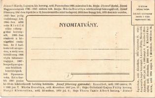 1905 Gyászlap József Főherceg emlékére, a Tolnai Világ-Lapja kiadása / obituary card of Archduke Jos...