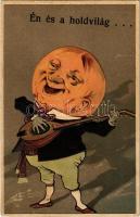 1909 Én és a holdvilág... / Moon serenading. P.F.B. Serie 6286. Emb. litho