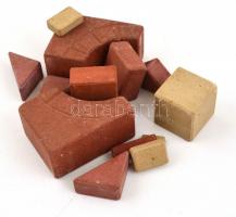 cca 1910 Az ügyes építőmester fém és kő építőjáték leírással nagyon sok darabból, fa ládában 39x26 c...