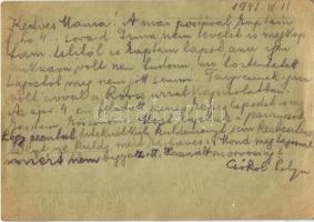 1943 Dr. Vértesi István zsidó 134/36. KMSZ (kisegítő munkaszolgálatos) levele édesanyjának özv. Vért...