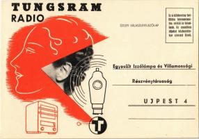 Tungsram Radio / Hungarian light bulb advertisement postcard s: Csemiczky Tihamér