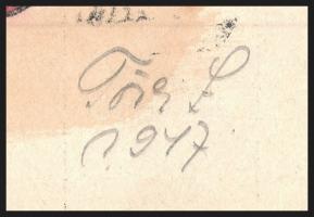 Törei L (?) 1947 jelzéssel: Kecskemét. Akvarellel színezett litográfia, papír. Foltos, lap bal oldal...