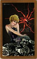 1936 Italian Art Nouveau lady with spider. Degami 2134. s: Busi