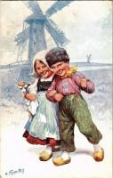 1948 Dutch children with windmill. C.W. Faulkner & Co. E.C. Series No. 848-4. s: K. Feiertag