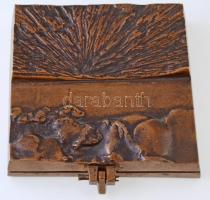 DN "TSZKER" egymásba simuló dupla Br emlékplakett (108x108x28mm,1960g) T:2