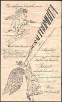 1898 Ócsai Trombita I. évfolyam első és utolsó száma, kézzel rajzolt és írt, stencilezett humoros diákkiadvány, hajtva, 4p