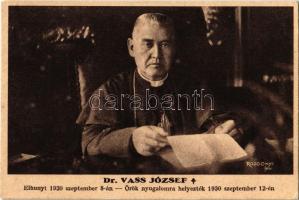 Dr. Vass József, gyászlap. Rozgonyi felvétele és Tolnai Világlapja ajándéka / Hungarian politician, who served as Minister of Religion and Education,Obituary card