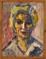 Négely jelzéssel: Portré. Olaj, farost, fa keretben, 48,5x37 cm