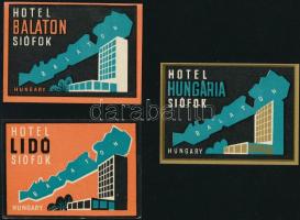 cca 1960-1970 3 db siófoki szálloda bőröndcímkéje, szép állapotban