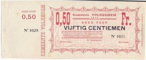 Belgium 1914. 0,50c Gemeente Volkeghem felhasználatlan, ellenőrző ívvel T:1  Belgium 1914. 0,50 Cent Gemeente Volkeghem unused with check sheet C:UAU