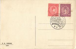 Boldog Újévet! / New Year greeting art postcard with sledding women, winter sport. V. K. Vienne 5377...