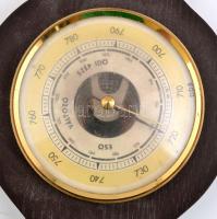 Barométer és hőmérő fa alapon, címeres díszítéssel, falra akasztható, , h: 41 cm