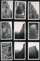 cca 1935 9 db fotó magyarországi hegymászókról, szép állapotban, 5,5×8,5 cm