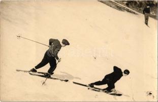 Skiing men, winter sport. photo