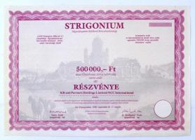Esztergom 1990. Strigonium Idegenforgalmi Befektető Részvénytársaság részvénye 500.000Ft-ról T:I-