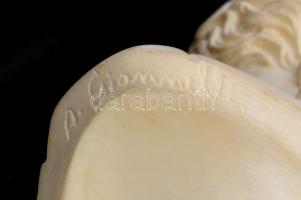 A Gianelli: Mozart büszt. Alabástrom. Jelzett. 17 cm