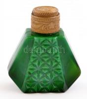 Malachit üveg parfümös üvegcse, 4,5x1,5 cm