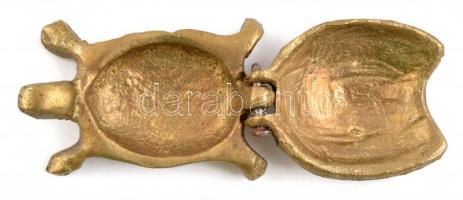 Réz teknős, zománc berakásokkal, 5x3 cm