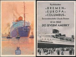 cca 1910-1930 2 db hajózással kapcsolatos reklám füzet Bremen, Lloyd / Ship cruises 2 advertisings