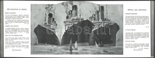 cca 1920 Cunard Lines hajótársaság. Turista osztály képes reklám nyomtatvány. / Picture booklet 20p....