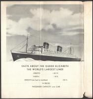 1946 R.M.S. Queen Elisabeth, a világ legnagyobb gőzös hajó, kihajtható képes reklám nyomtatvány. / F...