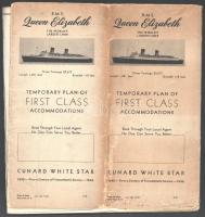 1946 R.M.S. Queen Elisabeth, a világ legnagyobb gőzös hajó, kihajtható képes reklám nyomtatvány. / F...