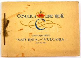 cca 1920 Cosulich Line Trieste, Saturnia, Vulcania, képes reklám nyomtatvány + egy képeslap. / Picture booklet 30p.23x17 cm