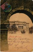 1903 Temesvár, Timisoara; Városi színház. Szecessziós címeres keret / theater. Coat of arms, Art Nouveau, litho (EK)