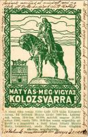 Kolozsvár, Cluj; Mátyás még vigyáz Kolozsvárra! / Matthias I protects Cluj! Hungarian irredenta art postcard s: Tary