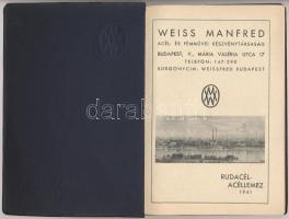 1941 Weiss Manfréd rúdacél, acéllemez képes árjegyzék. 89 p