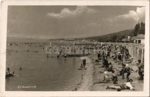 1934 Crikvenica, Cirkvenica; strand, fürdőzők, napozók / beach, bathing people, sunbathing. photo (EK)