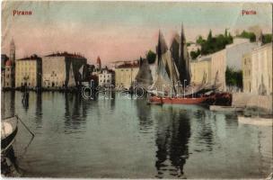 1918 Piran, Pirano; Porto / port, sailing vessels (Rb)