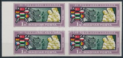 1975 20 éves a varsói szerződés vágott ívszéli négyestömb (ujjlenyomatok) / Mi 3088 imperforate margin block of 4 (finger prints)