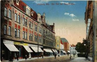 1915 Bohumín, Oderberg; Bhf. Ein Teil der Hauptstrasse / main street, shops + K.u.K. Militärzensur Oderberg (EB)