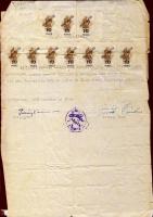 1945. november 27. 50 db 676. számú 10P és 10 db 667. számú 10/3P okirati illetékbélyeg. Szilsárkány...