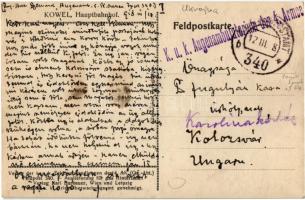 1918 Kovel, Kowel; Hauptbahnhof / railway station + "K.u.K. Augenambulatorium der 4. Armee"...