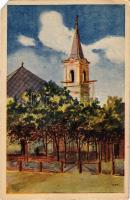 1924 Aba, Római katolikus templom. művészlap (EM)
