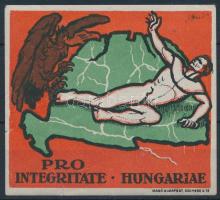 1920 Pro Integritate Hungariae nagy méretű irredenta levélzáró, Bíró Mihály (1886-1948) festő, plakáttervező, grafikus alkotása / irredenta label